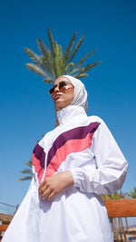 White Burkini With Watermelon & Purple Colors