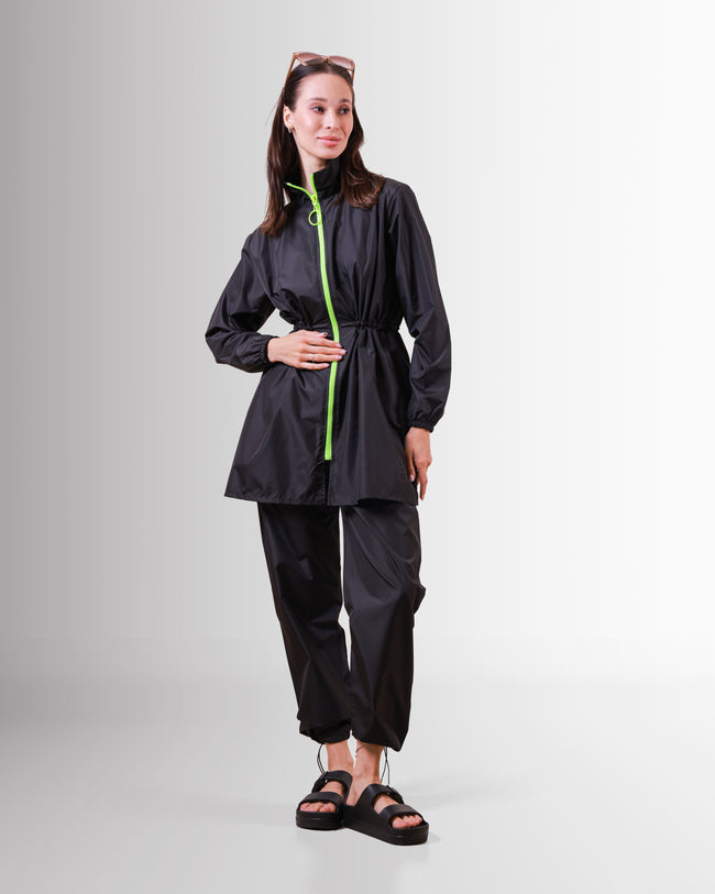 Black Burkini With Yellow Zipper