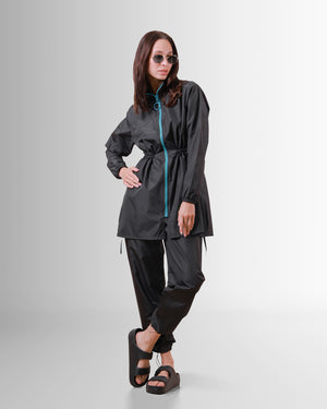 Black Burkini With Blue Zipper