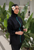 Black Ruched-Sleeved Burkini