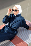 Navy Ruched-Sleeved Burkini